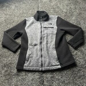 The North Face Jacket Womens XL Gray Colorblock Fleece Full Zip Ribbed Gorpcore